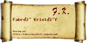Fabró Kristóf névjegykártya